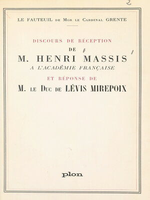 cover image of Fauteuil de Mgr le cardinal Grente